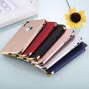 For iPhone X / XS Three Stage Splicing Electroplating Side Protective Back Cover Case (Champagne Gold)