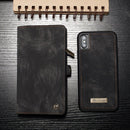 CaseMe-008 for iPhone X / XS TPU + PC Magnetic Absorption Detachable Back Cover Horizontal Flip Leather Case with Holder & Card Slots & Zipper Wallet & Photo Frame(Black)
