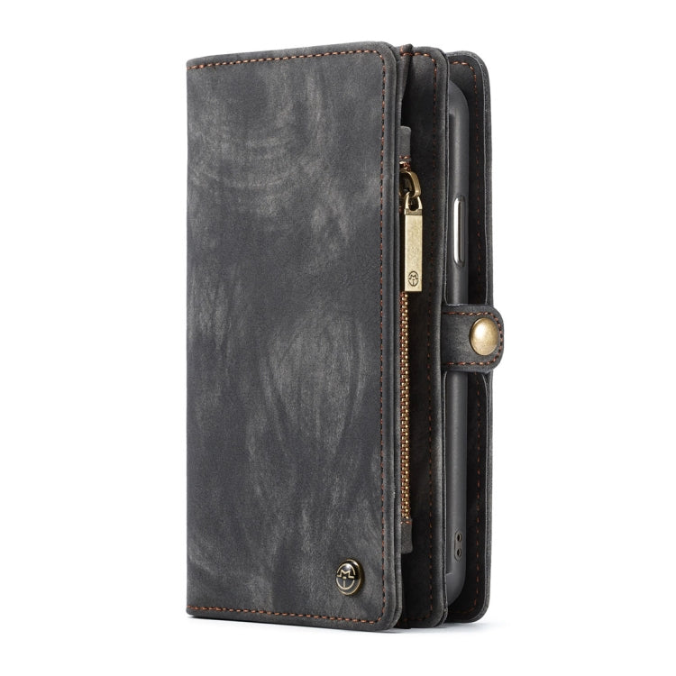 CaseMe-008 for iPhone X / XS TPU + PC Magnetic Absorption Detachable Back Cover Horizontal Flip Leather Case with Holder & Card Slots & Zipper Wallet & Photo Frame(Black)
