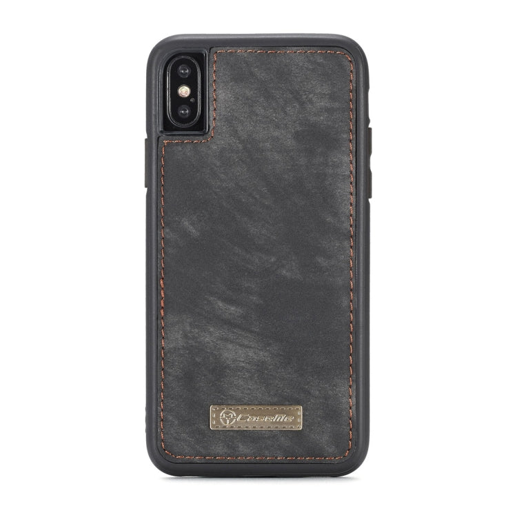 CaseMe-008 for iPhone X / XS TPU + PC Magnetic Absorption Detachable Back Cover Horizontal Flip Leather Case with Holder & Card Slots & Zipper Wallet & Photo Frame(Black)
