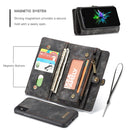 CaseMe-008 for iPhone X / XS TPU + PC Magnetic Absorption Detachable Back Cover Horizontal Flip Leather Case with Holder & Card Slots & Zipper Wallet & Photo Frame(Black)