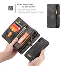 CaseMe-008 for iPhone X / XS TPU + PC Magnetic Absorption Detachable Back Cover Horizontal Flip Leather Case with Holder & Card Slots & Zipper Wallet & Photo Frame(Black)