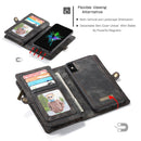 CaseMe-008 for iPhone X / XS TPU + PC Magnetic Absorption Detachable Back Cover Horizontal Flip Leather Case with Holder & Card Slots & Zipper Wallet & Photo Frame(Black)