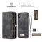 CaseMe-008 for iPhone X / XS TPU + PC Magnetic Absorption Detachable Back Cover Horizontal Flip Leather Case with Holder & Card Slots & Zipper Wallet & Photo Frame(Black)