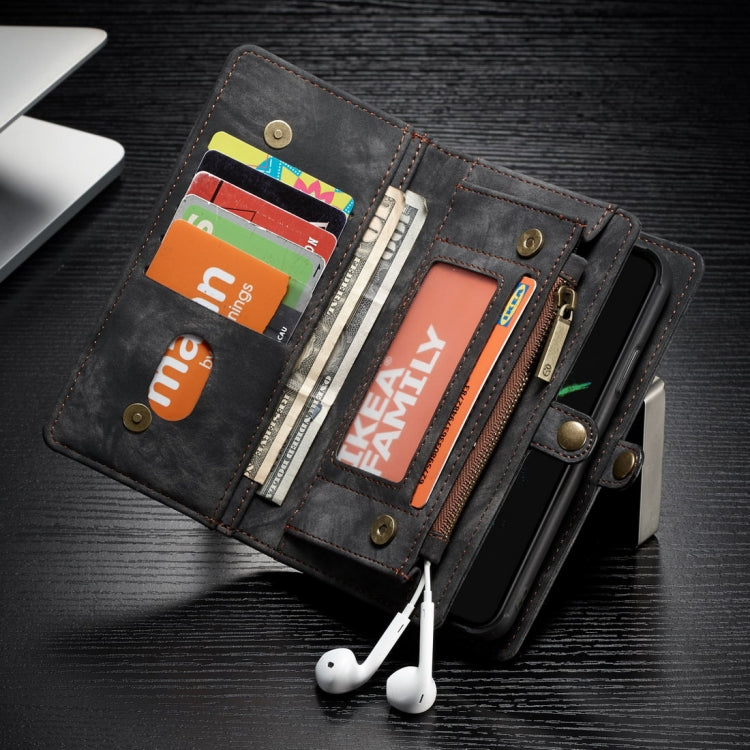 CaseMe-008 for iPhone X / XS TPU + PC Magnetic Absorption Detachable Back Cover Horizontal Flip Leather Case with Holder & Card Slots & Zipper Wallet & Photo Frame(Black)