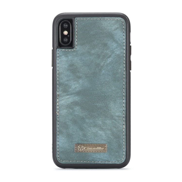 CaseMe-008 for iPhone X / XS TPU + PC Magnetic Absorption Detachable Back Cover Horizontal Flip Leather Case with Holder & Card Slots & Zipper Wallet & Photo Frame(Blue)