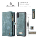 CaseMe-008 for iPhone X / XS TPU + PC Magnetic Absorption Detachable Back Cover Horizontal Flip Leather Case with Holder & Card Slots & Zipper Wallet & Photo Frame(Blue)