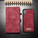 CaseMe-008 for iPhone X / XS TPU + PC Magnetic Absorption Detachable Back Cover Horizontal Flip Leather Case with Holder & Card Slots & Zipper Wallet & Photo Frame(Red)