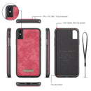 CaseMe-008 for iPhone X / XS TPU + PC Magnetic Absorption Detachable Back Cover Horizontal Flip Leather Case with Holder & Card Slots & Zipper Wallet & Photo Frame(Red)