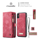 CaseMe-008 for iPhone X / XS TPU + PC Magnetic Absorption Detachable Back Cover Horizontal Flip Leather Case with Holder & Card Slots & Zipper Wallet & Photo Frame(Red)