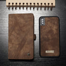 CaseMe-008 for iPhone X / XS TPU + PC Magnetic Absorption Detachable Back Cover Horizontal Flip Leather Case with Holder & Card Slots & Zipper Wallet & Photo Frame(Brown)