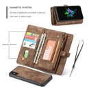 CaseMe-008 for iPhone X / XS TPU + PC Magnetic Absorption Detachable Back Cover Horizontal Flip Leather Case with Holder & Card Slots & Zipper Wallet & Photo Frame(Brown)