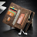 CaseMe-008 for iPhone X / XS TPU + PC Magnetic Absorption Detachable Back Cover Horizontal Flip Leather Case with Holder & Card Slots & Zipper Wallet & Photo Frame(Brown)