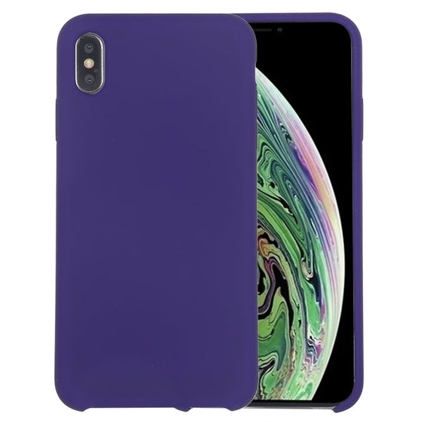 Pure Color Liquid Silicone + PC Dropproof Protective Back Cover Case for iPhone X / XS(Dark Purple)