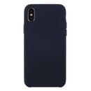 For iPhone X / XS Pure Color Liquid Silicone + PC Dropproof Protective Back Cover Case(Dark Blue)