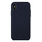 For iPhone X / XS Pure Color Liquid Silicone + PC Dropproof Protective Back Cover Case(Dark Blue)