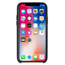 For iPhone X / XS Pure Color Liquid Silicone + PC Dropproof Protective Back Cover Case(Dark Blue)
