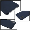 For iPhone X / XS Pure Color Liquid Silicone + PC Dropproof Protective Back Cover Case(Dark Blue)