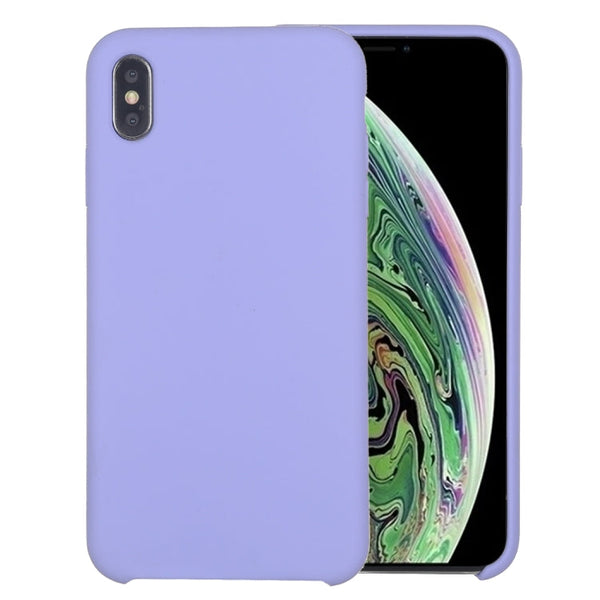 Pure Color Liquid Silicone + PC Dropproof Protective Back Cover Case for iPhone X / XS(Light Purple)