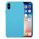 Pure Color Liquid Silicone + PC Dropproof Protective Back Cover Case for iPhone X / XS(Blue)