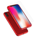 360 Degree Full Coverage Detachable PC Protective Cover Case with Tempered Glass Film for iPhone X (Red)