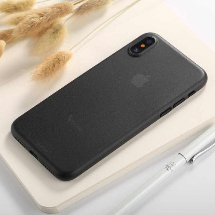 For iPhone X / XS Ultra-thin Frosted PP Protective Back Cover Case(Black)