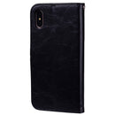 For iPhone X / XS Business Style Oil Wax Texture Horizontal Flip Leather Case with Holder & Card Slots & Wallet (Black)