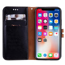For iPhone X / XS Business Style Oil Wax Texture Horizontal Flip Leather Case with Holder & Card Slots & Wallet (Black)