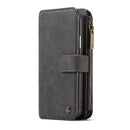 CaseMe-007 for iPhone X / XS TPU + PC Magnetic Absorption Detachable Back Cover Horizontal Flip Leather Case with Card Slots & Zipper Wallet & Photo Frame (Black)