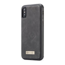 CaseMe-007 for iPhone X / XS TPU + PC Magnetic Absorption Detachable Back Cover Horizontal Flip Leather Case with Card Slots & Zipper Wallet & Photo Frame (Black)