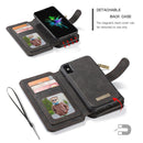 CaseMe-007 for iPhone X / XS TPU + PC Magnetic Absorption Detachable Back Cover Horizontal Flip Leather Case with Card Slots & Zipper Wallet & Photo Frame (Black)