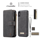 CaseMe-007 for iPhone X / XS TPU + PC Magnetic Absorption Detachable Back Cover Horizontal Flip Leather Case with Card Slots & Zipper Wallet & Photo Frame (Black)