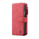 CaseMe-007 for iPhone X / XS TPU + PC Magnetic Absorption Detachable Back Cover Horizontal Flip Leather Case with Card Slots & Zipper Wallet & Photo Frame (Red)