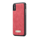 CaseMe-007 for iPhone X / XS TPU + PC Magnetic Absorption Detachable Back Cover Horizontal Flip Leather Case with Card Slots & Zipper Wallet & Photo Frame (Red)