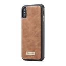 CaseMe-007 for iPhone X / XS TPU + PC Magnetic Absorption Detachable Back Cover Horizontal Flip Leather Case with Card Slots & Zipper Wallet & Photo Frame (Brown)