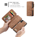 CaseMe-007 for iPhone X / XS TPU + PC Magnetic Absorption Detachable Back Cover Horizontal Flip Leather Case with Card Slots & Zipper Wallet & Photo Frame (Brown)