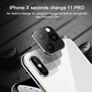 11 Pro / 11 Pro Max Style Metal Rear Camera Lens Protector Film for iPhone X / XS / XS Max(Black)