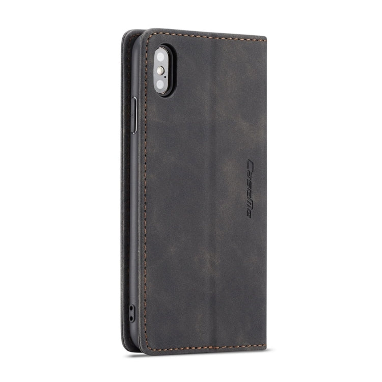 CaseMe-013 Multifunctional Retro Frosted Horizontal Flip Leather Case for iPhone XS Max, with Card Slot & Holder & Wallet(Black)