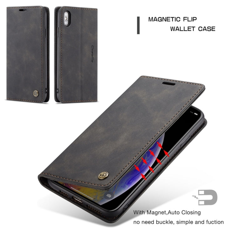 CaseMe-013 Multifunctional Retro Frosted Horizontal Flip Leather Case for iPhone XS Max, with Card Slot & Holder & Wallet(Black)