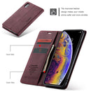 CaseMe-013 Multifunctional Retro Frosted Horizontal Flip Leather Case for iPhone XS Max, with Card Slot & Holder & Wallet(Wine Red)