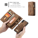CaseMe Detachable Multifunctional Horizontal Flip Leather Case for iPhone XS Max, with Card Slot & Holder & Zipper Wallet & Photo Frame (Brown)