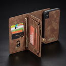 CaseMe Detachable Multifunctional Horizontal Flip Leather Case for iPhone XS Max, with Card Slot & Holder & Zipper Wallet & Photo Frame (Brown)