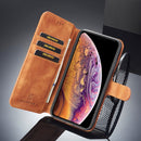 DG.MING Retro Oil Side Horizontal Flip Case for iPhone XS Max, with Holder & Card Slots & Wallet (Black)