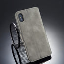 DG.MING Retro Oil Side Horizontal Flip Case for iPhone XS Max, with Holder & Card Slots & Wallet (Grey)
