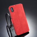 DG.MING Retro Oil Side Horizontal Flip Case for iPhone XS Max, with Holder & Card Slots & Wallet (Red)