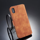 DG.MING Retro Oil Side Horizontal Flip Case for iPhone XS Max, with Holder & Card Slots & Wallet (Brown)