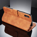 DG.MING Retro Oil Side Horizontal Flip Case for iPhone XS Max, with Holder & Card Slots & Wallet (Brown)
