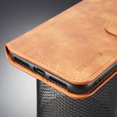 DG.MING Retro Oil Side Horizontal Flip Case for iPhone XS Max, with Holder & Card Slots & Wallet (Brown)