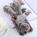 Cute Rabbit Ears Style Plush Case for iPhone XS Max (Brown)