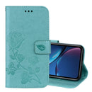 Rose Embossed Horizontal Flip PU Leather Case for iPhone XR, with Holder & Card Slots & Wallet (Green)